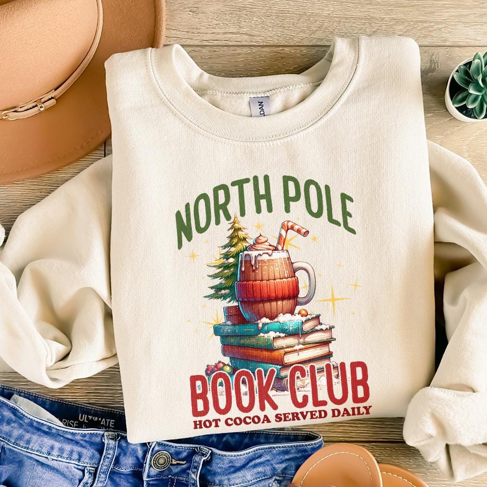 North Pole Book Club PNG, Christmas Books Png - 300 DPI Design for T-Shirt