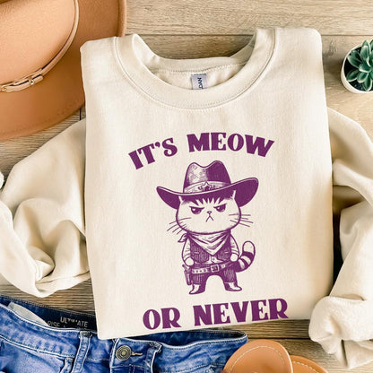 It's Meow Or Never, Meowdy Cute Cat PNG - 300 DPI Design for T-Shirt