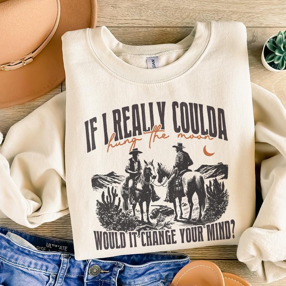 Hung The Moon Digital Download, Western PNG Designs - 300 DPI Design for