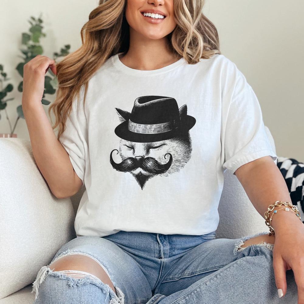 Cute Vintage Gentleman Cat, Handdrawn Style Cat - 300 DPI Design for