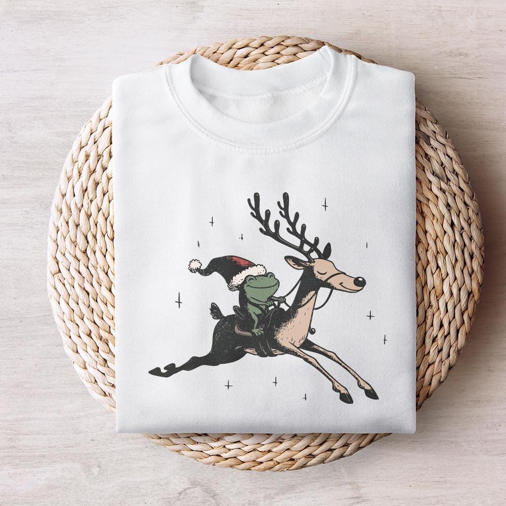 Funny Christmas Frog PNG, Retro frog Sublimation - 300 DPI Design for