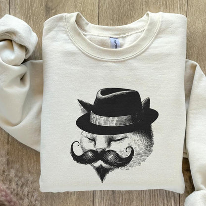 Cute Vintage Gentleman Cat, Handdrawn Style Cat - 300 DPI Design for