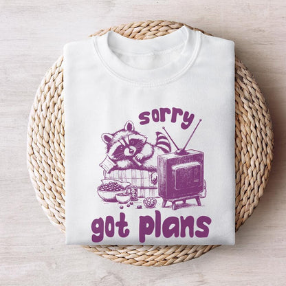 Sorry Got Plans, Funny Raccoon Design - 300 DPI Design for T-Shirt