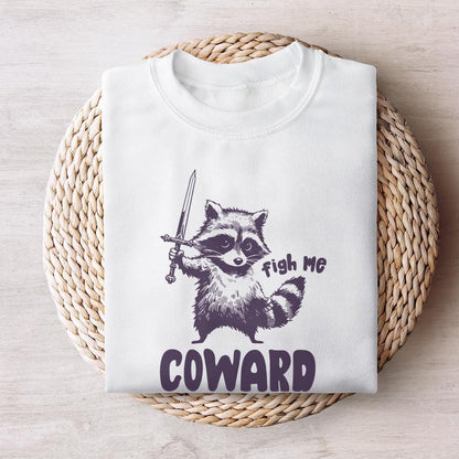 Fight Me Coward PNG, Funny Raccoon Digital Download - 300 DPI Design for