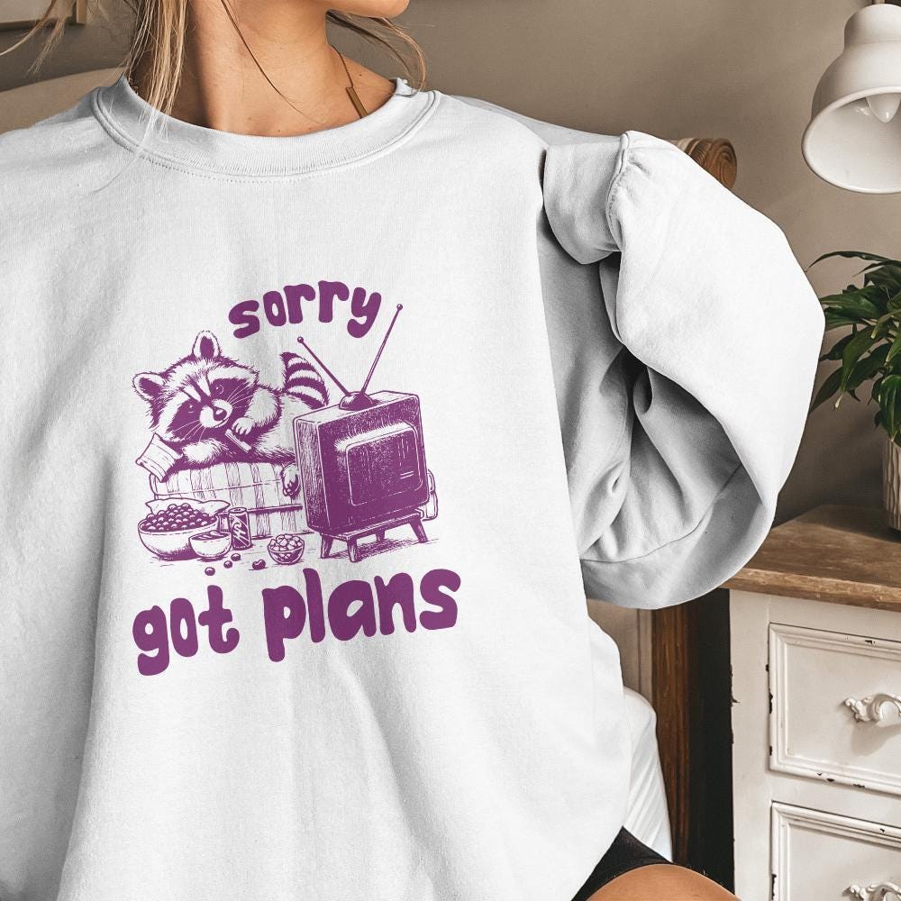 Sorry Got Plans, Funny Raccoon Design - 300 DPI Design for T-Shirt