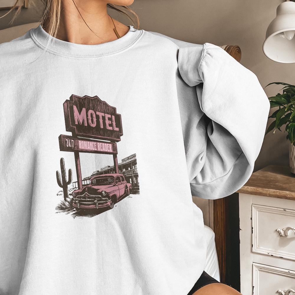 Romance Reader Motel PNG, Trendy Vintage Bookish Retro Art - 300 DPI
