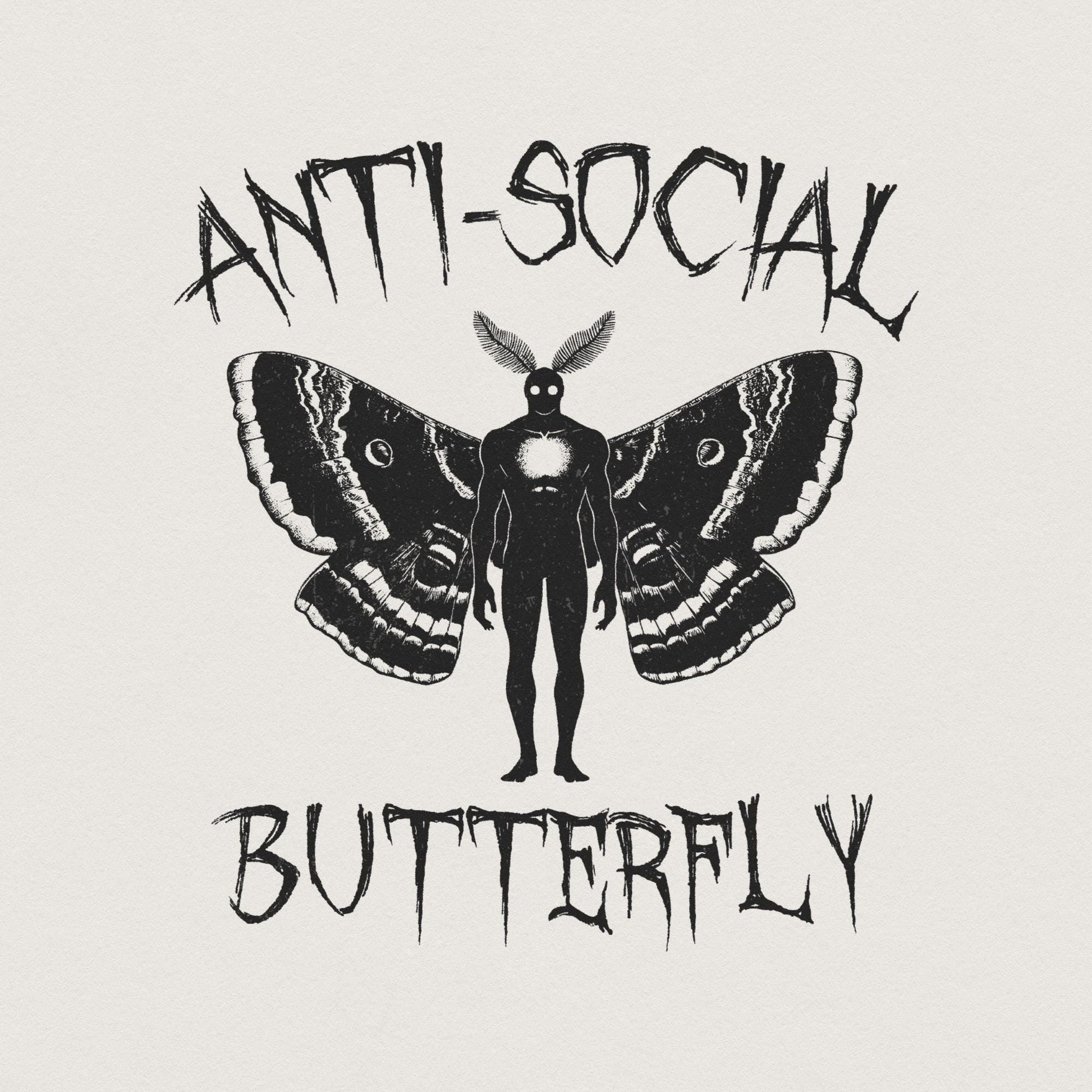 Antisocial Butterfly PNG, Butterfly png - 300 DPI Design for T-Shirt