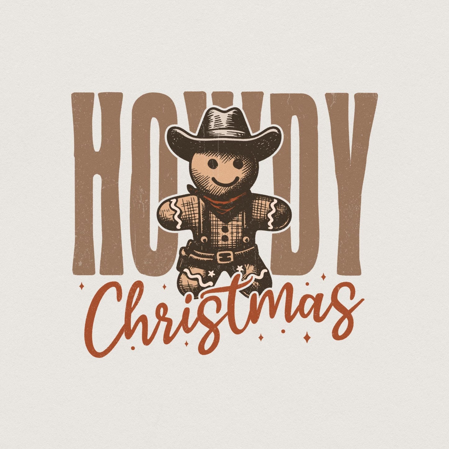 Howdy Christmas Gingerbread Man PNG, Retro Christmas Shirt PNG - 300 DPI