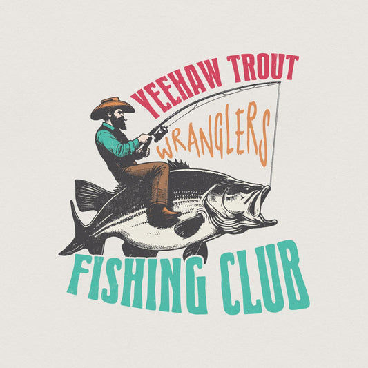 Trendy Western Fishing Club PNG, Digital Download - 300 DPI Design for