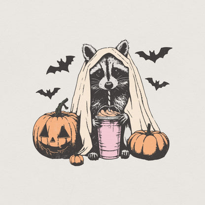 Cute Raccoon Ghost PNG, Halloween png - 300 DPI Design for T-Shirt