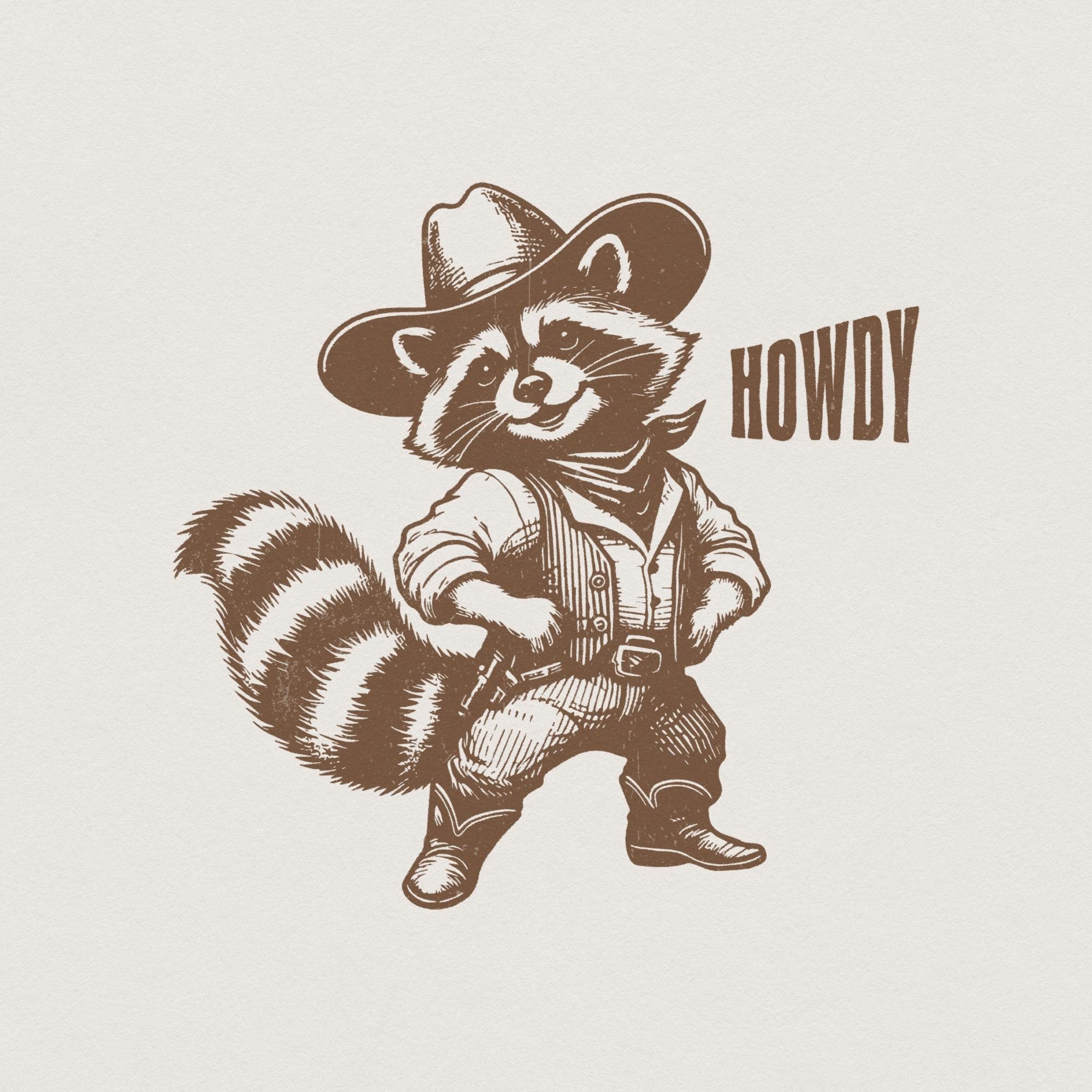 Howdy Raccoon Png, Western Saying, Country Raccoon png