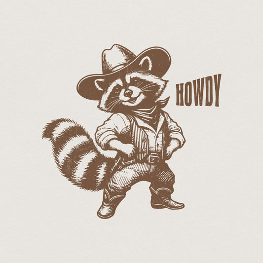 Howdy Raccoon Png, Western Saying - 300 DPI Design for T-Shirt