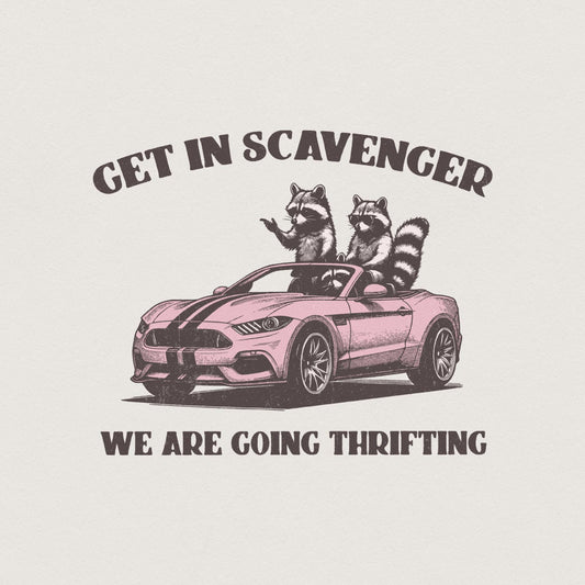 Raccoon PNG Thrifting Design, Funny Quote Retro Vintage Digital File -