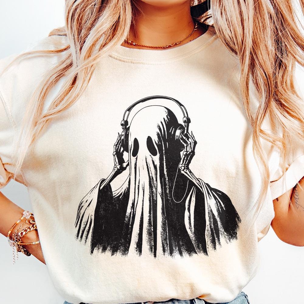 Ghost Listening Music PNG, Ghosts png - 300 DPI Design for T-Shirt