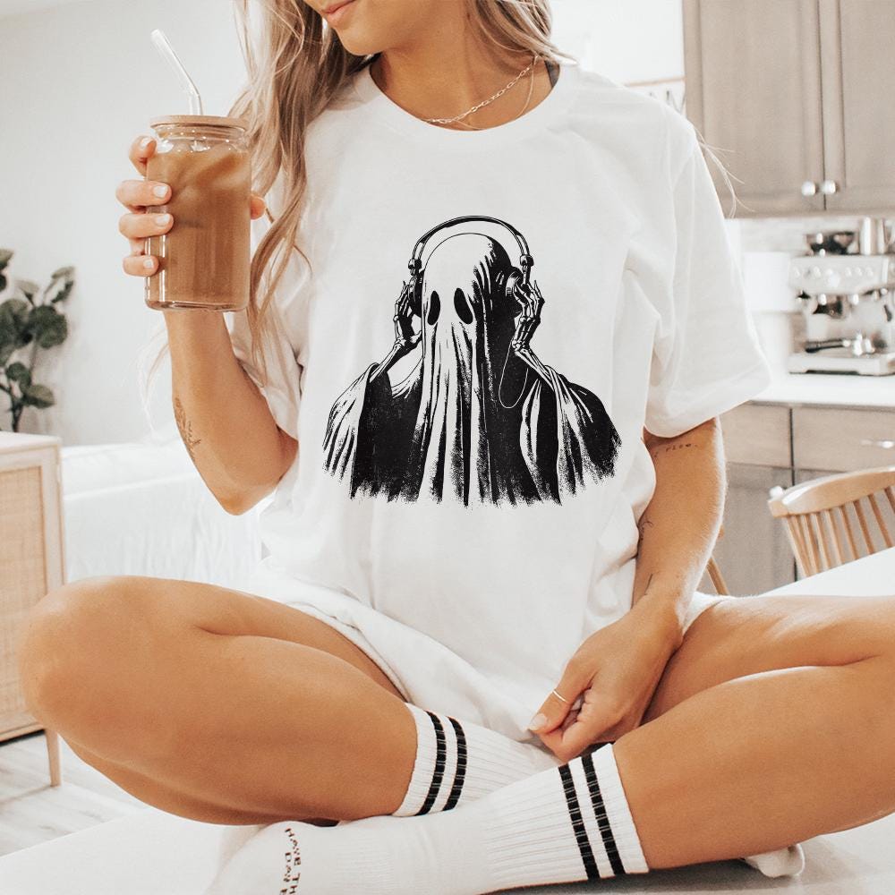 Ghost Listening Music PNG, Ghosts png - 300 DPI Design for T-Shirt