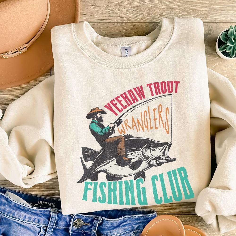Trendy Western Fishing Club PNG, Digital Download - 300 DPI Design for