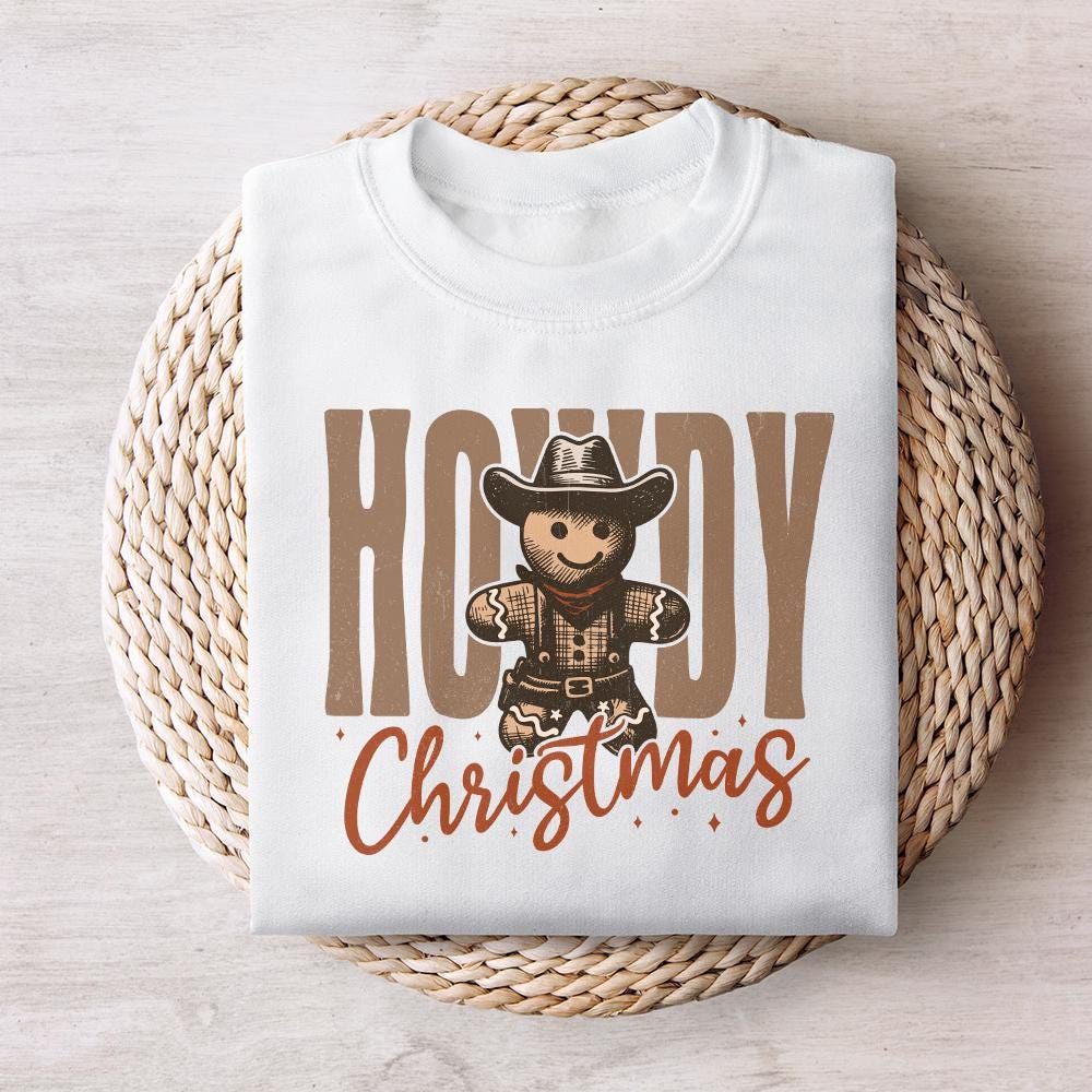 Howdy Christmas Gingerbread Man PNG, Retro Christmas Shirt PNG - 300 DPI
