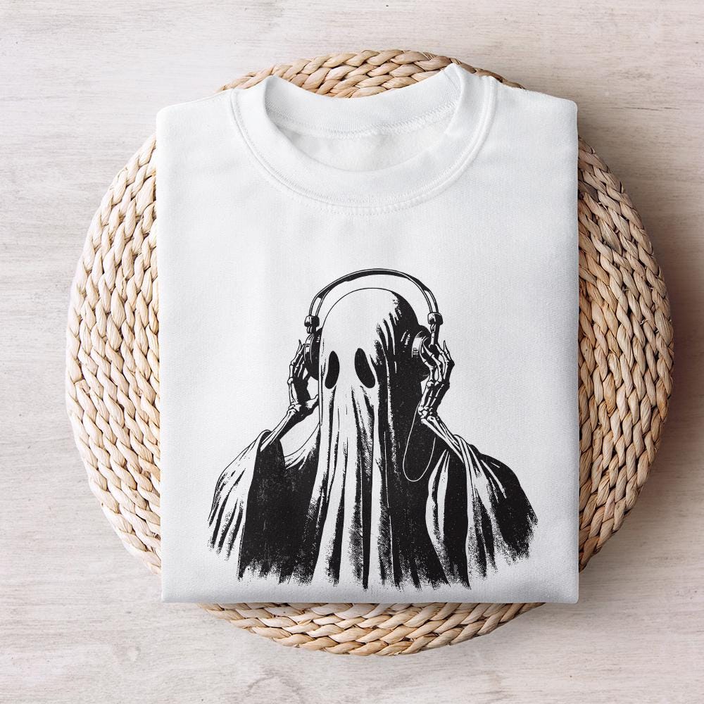 Ghost Listening Music PNG, Ghosts png - 300 DPI Design for T-Shirt