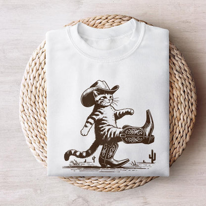 Funny Western Cowboy Cat Design, Retro Cowboy Cat Png - 300 DPI Design