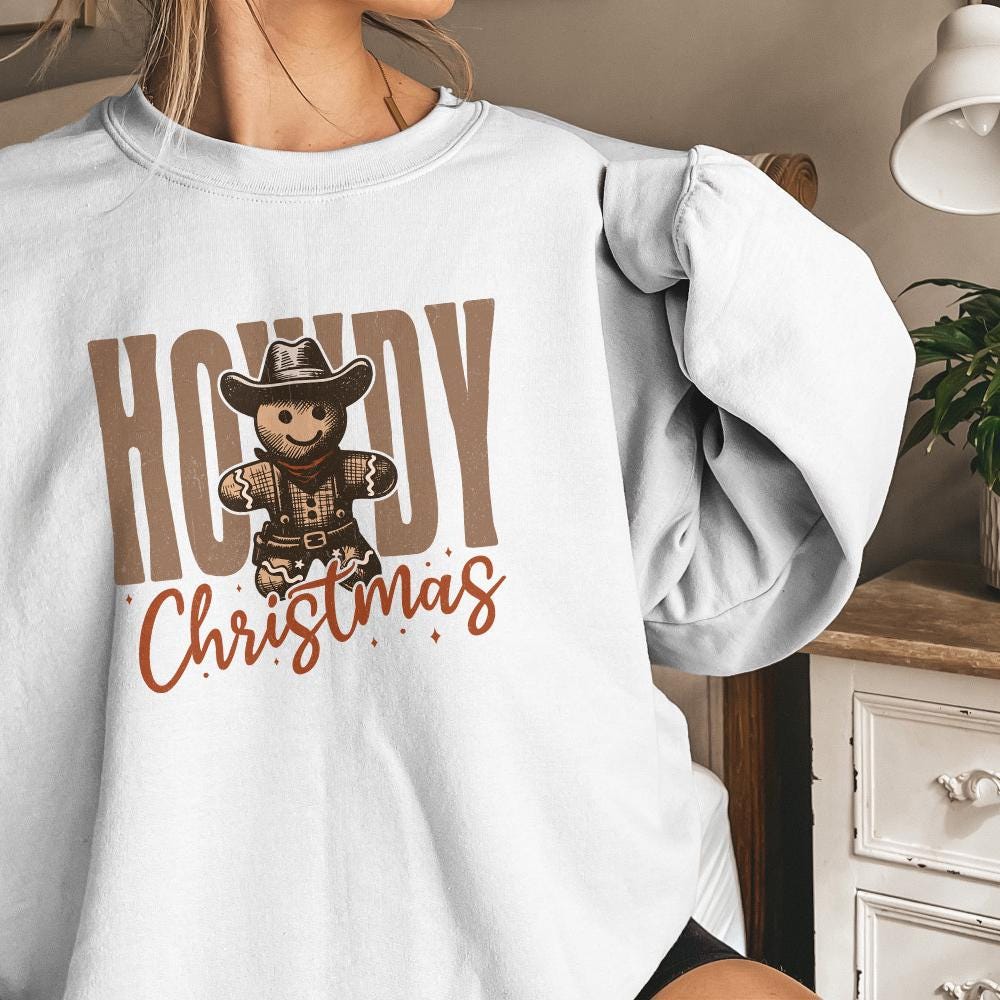 Howdy Christmas Gingerbread Man PNG, Retro Christmas Shirt PNG - 300 DPI
