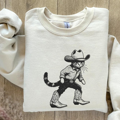 Vintage Cowboy Cat Png, Retro Western Cowboy Png - 300 DPI Design for
