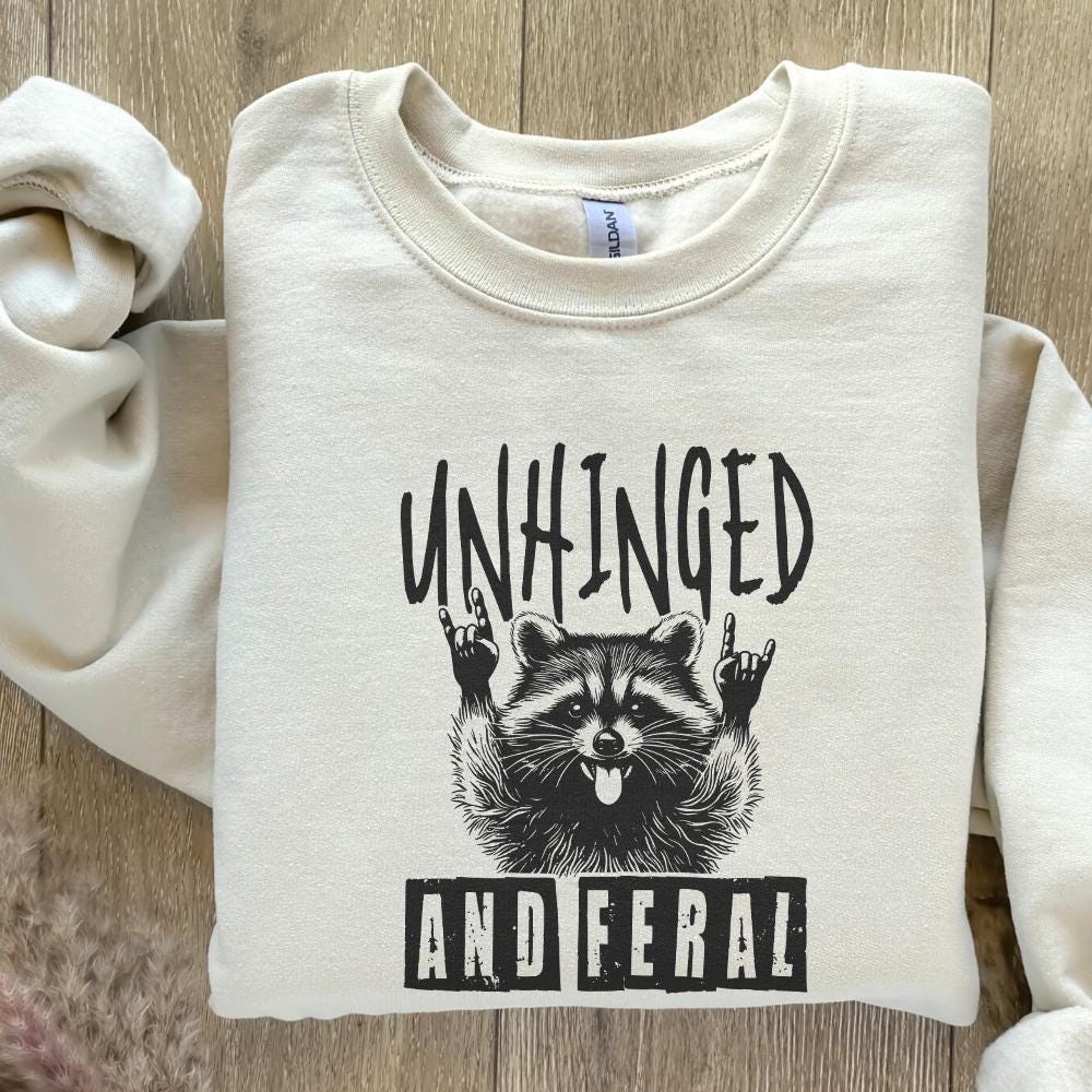 Unhinged And Feral Png, Funny Raccoon Png - 300 DPI Design for T-Shirt