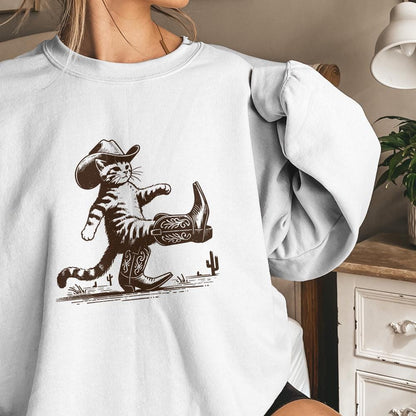 Funny Western Cowboy Cat Design, Retro Cowboy Cat Png - 300 DPI Design