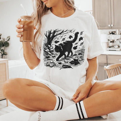 Black Cat Png, Halloween Cat Shirt - 300 DPI Design for T-Shirt