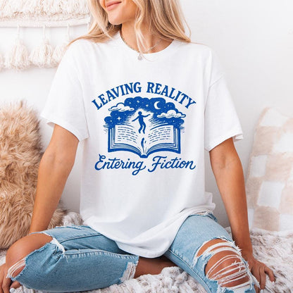 Leaving Reality Entering Fiction, Funny Retro Vintage Bookish png - 300