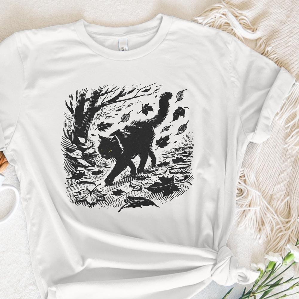 Black Cat Png, Halloween Cat Shirt - 300 DPI Design for T-Shirt
