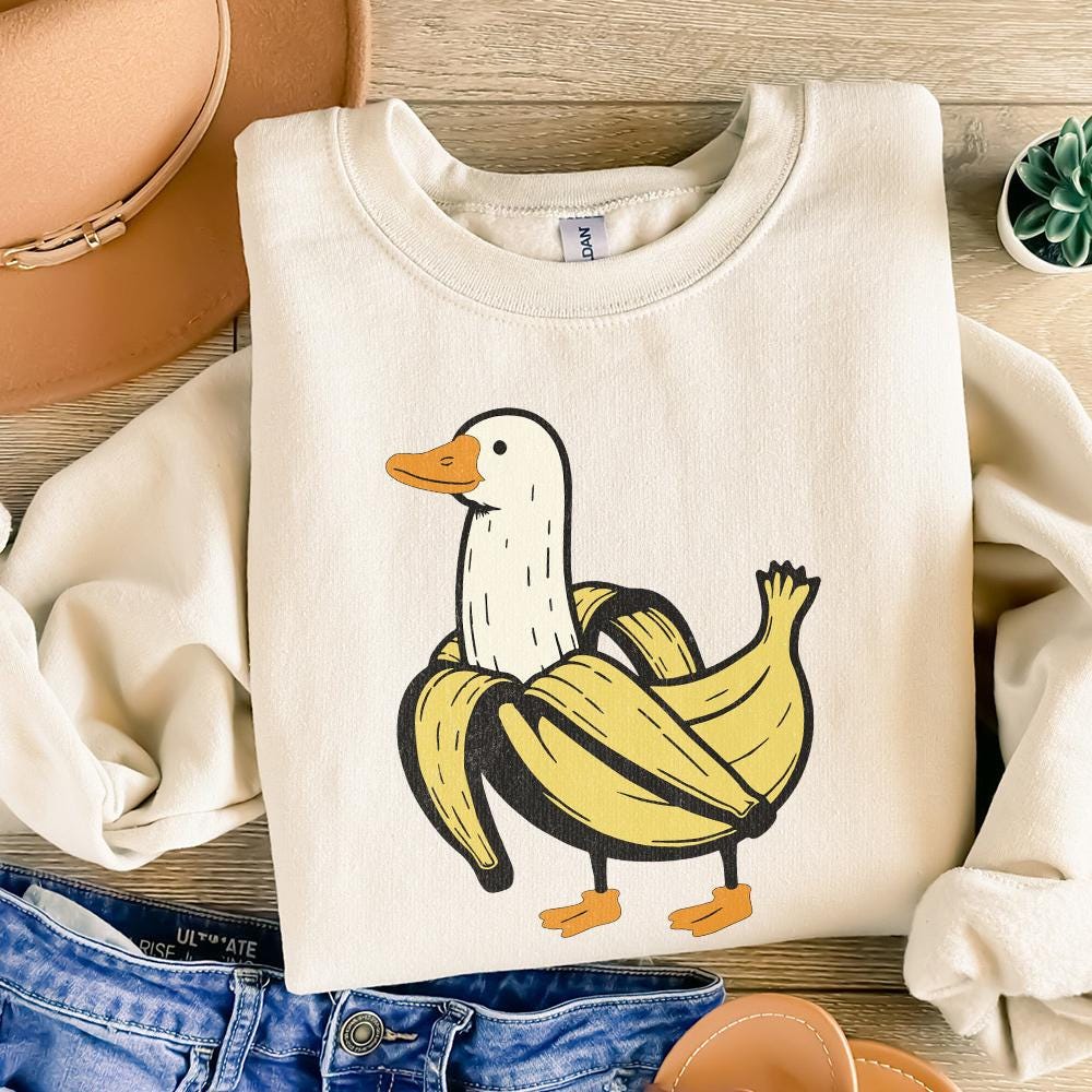 Funny Banana Duck PNG, Cute Banana Duck Sublimation - 300 DPI Design for