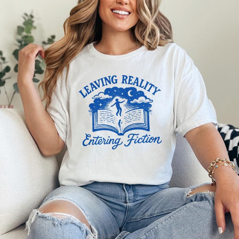 Leaving Reality Entering Fiction, Funny Retro Vintage Bookish png - 300
