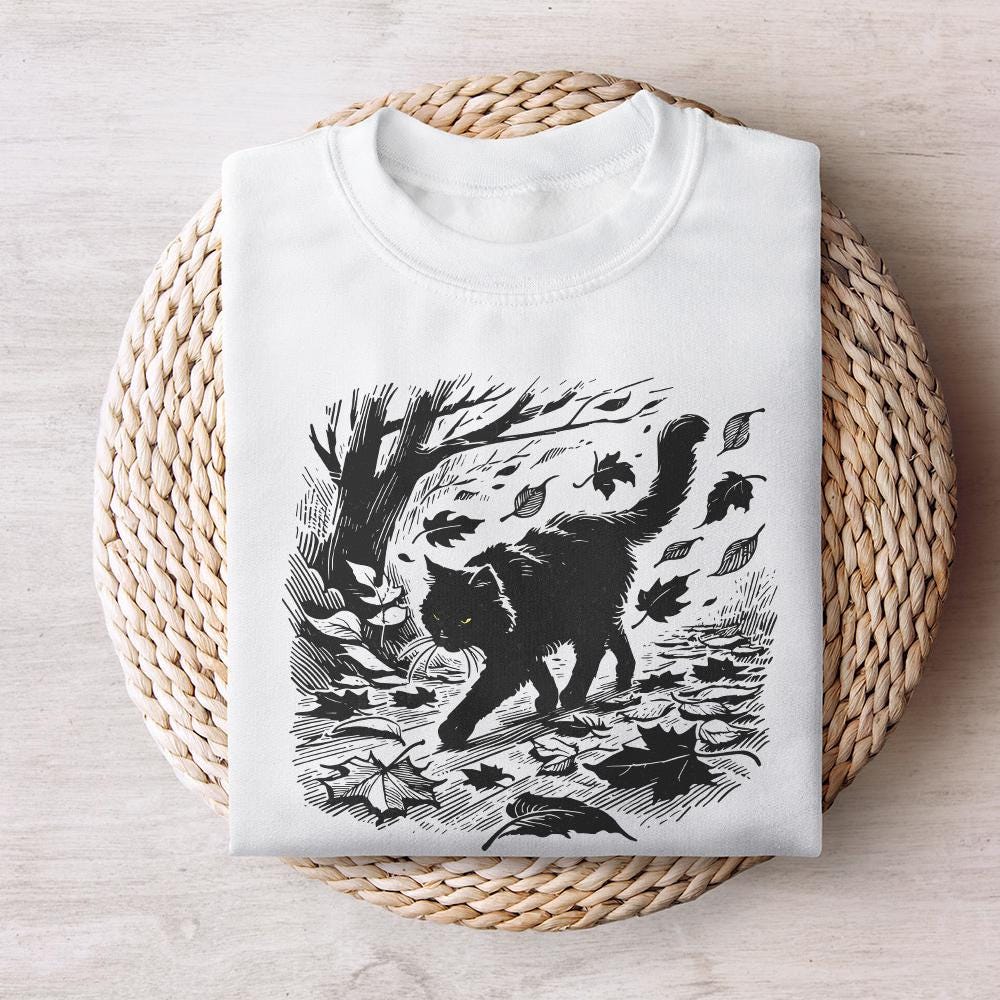 Black Cat Png, Halloween Cat Shirt - 300 DPI Design for T-Shirt