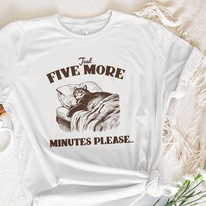 Five More Minutes, Lazy Cat png - 300 DPI Design for T-Shirt
