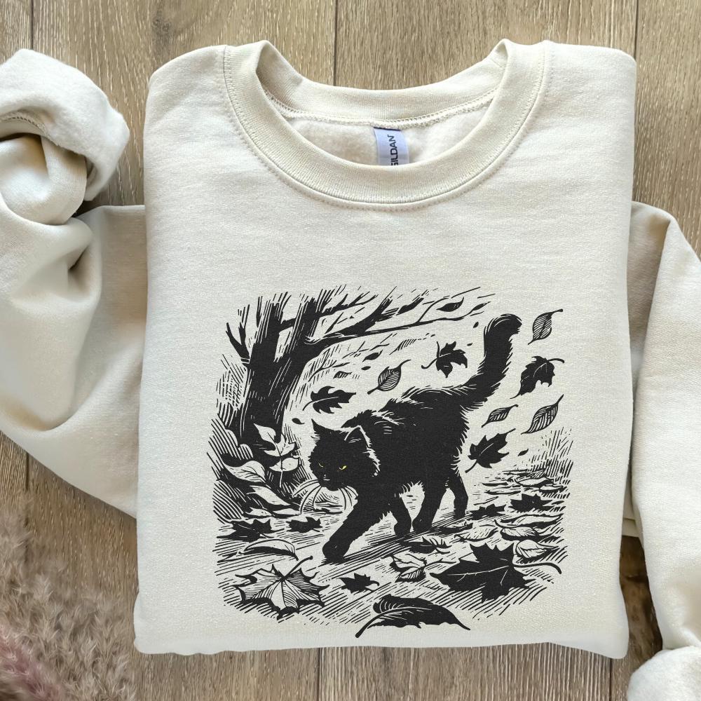 Black Cat Png, Halloween Cat Shirt - 300 DPI Design for T-Shirt