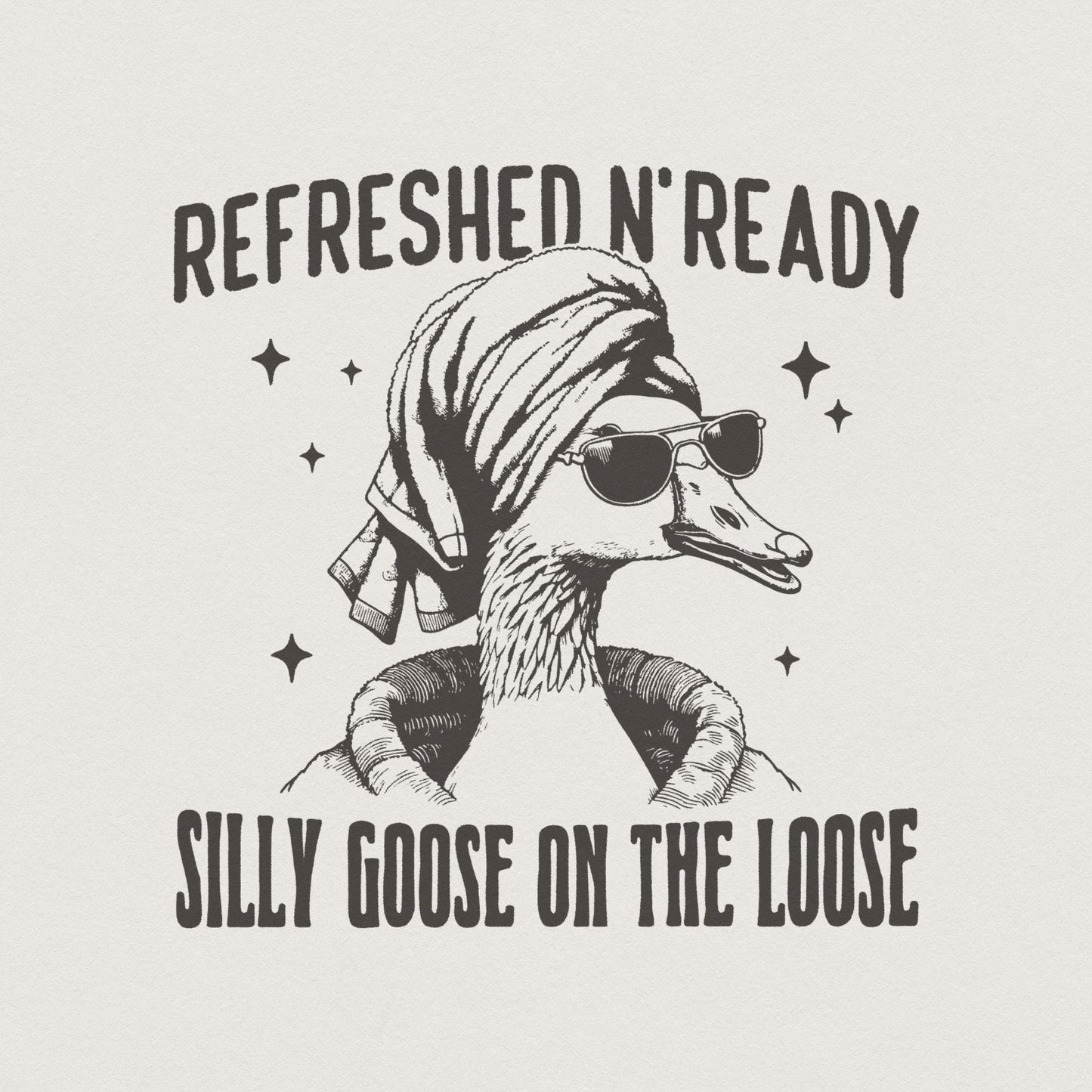Silly Goose PNG, Cute Preppy Goose - 300 DPI Design for T-Shirt