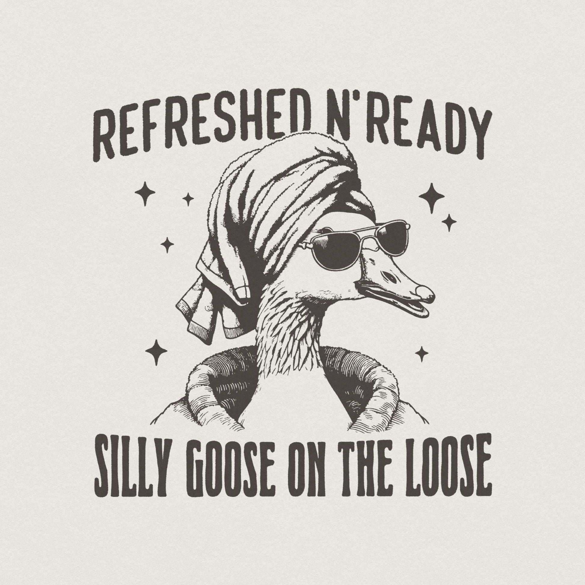 Silly Goose PNG, Cute Preppy Goose - 300 DPI Design for T-Shirt