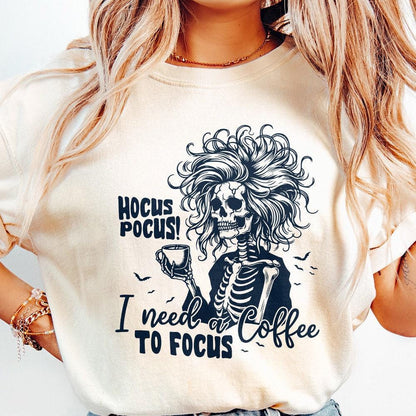 Hocus Pocus I need a Coffee to Focus PNG, Retro Halloween Png - 300 DPI