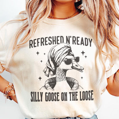 Silly Goose PNG, Cute Preppy Goose - 300 DPI Design for T-Shirt