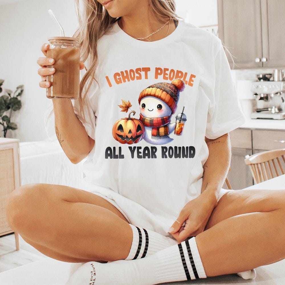 Retro Ghost I Halloween PNG, Ghost Coffee PNG - 300 DPI Design for T-Shirt