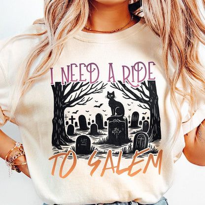 I Need a Ride to Salem Png, Halloween Cat Png - 300 DPI Design for T-Shirt