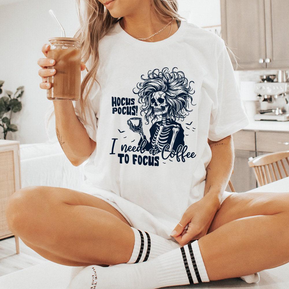 Hocus Pocus I need a Coffee to Focus PNG, Retro Halloween Png - 300 DPI