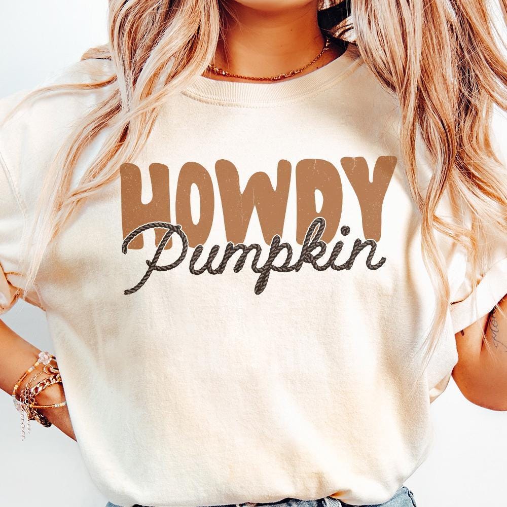 Howdy Pumpkin Western Fall PNG, Retro Halloween png - 300 DPI Design for