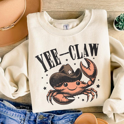 Yee Claw Crab png, Funny Cowboy Crab - 300 DPI Design for T-Shirt