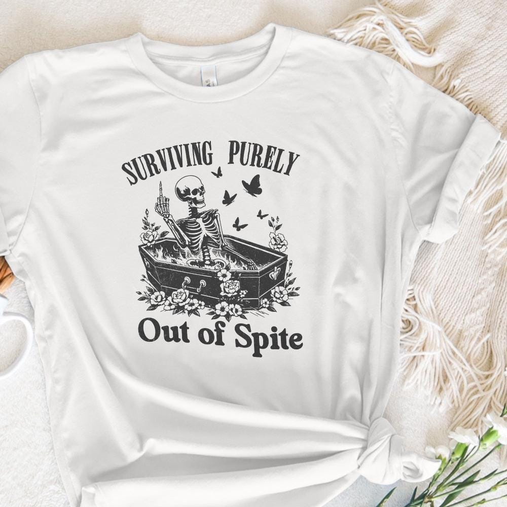 Surviving Purely Out of Spite PNG, Funny Skeleton PNG - 300 DPI Design
