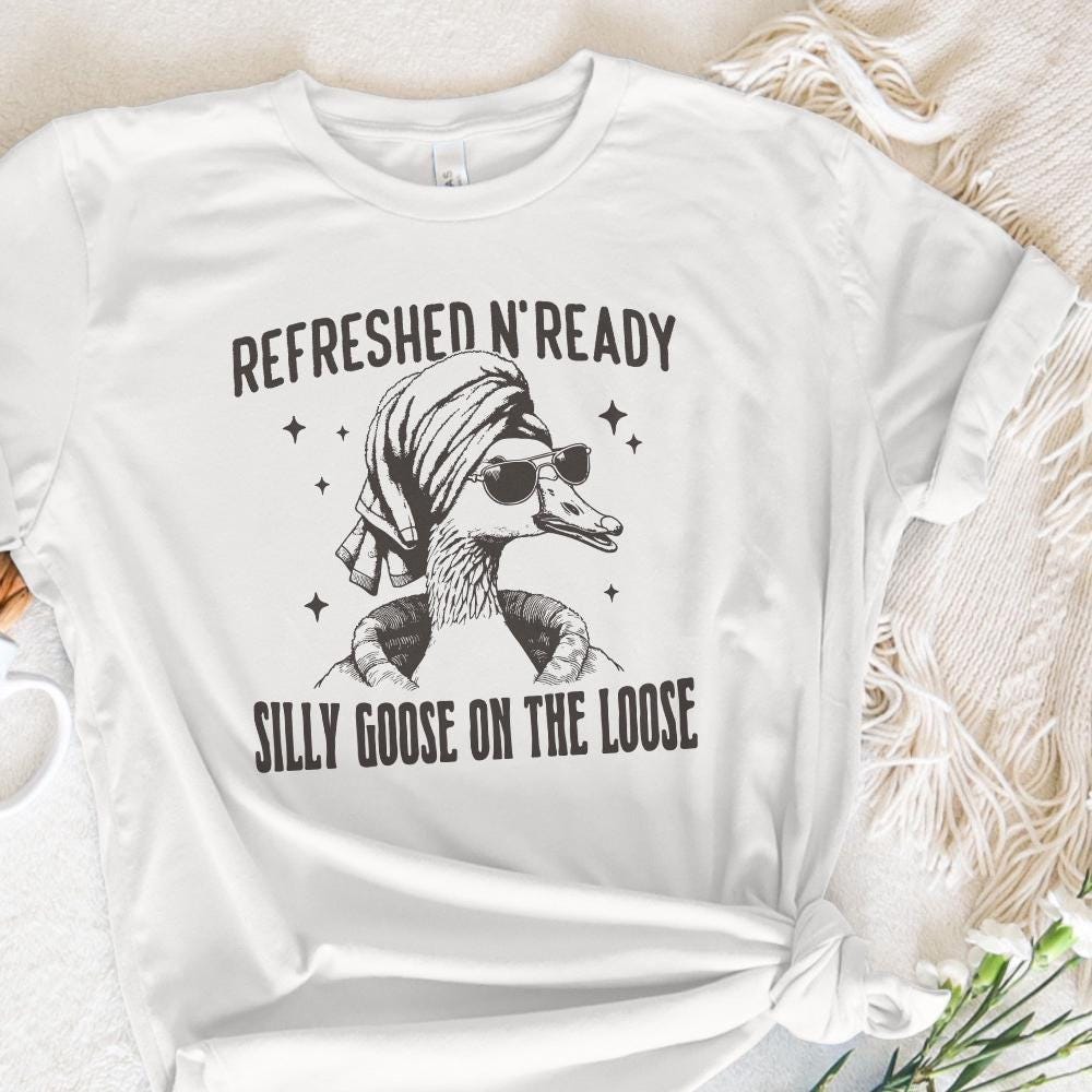 Silly Goose PNG, Cute Preppy Goose - 300 DPI Design for T-Shirt