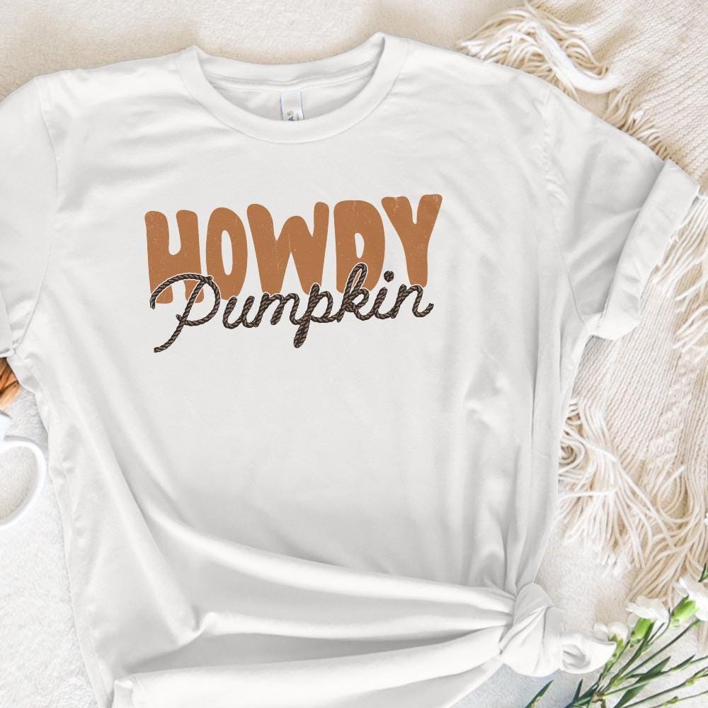 Howdy Pumpkin Western Fall PNG, Retro Halloween png - 300 DPI Design for