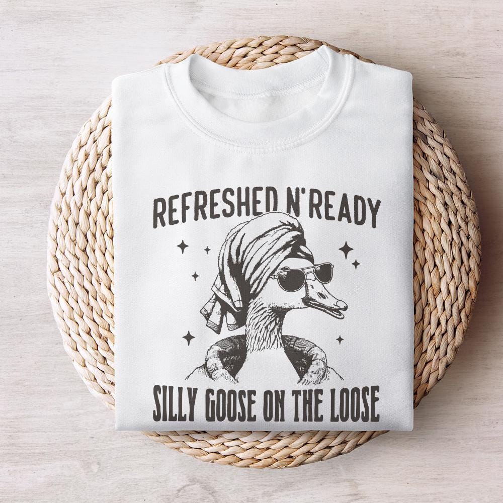 Silly Goose PNG, Cute Preppy Goose - 300 DPI Design for T-Shirt