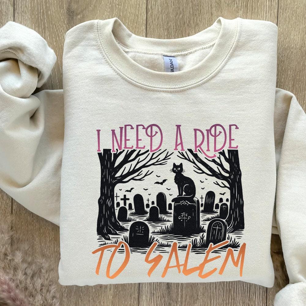 I Need a Ride to Salem Png, Halloween Cat Png - 300 DPI Design for T-Shirt