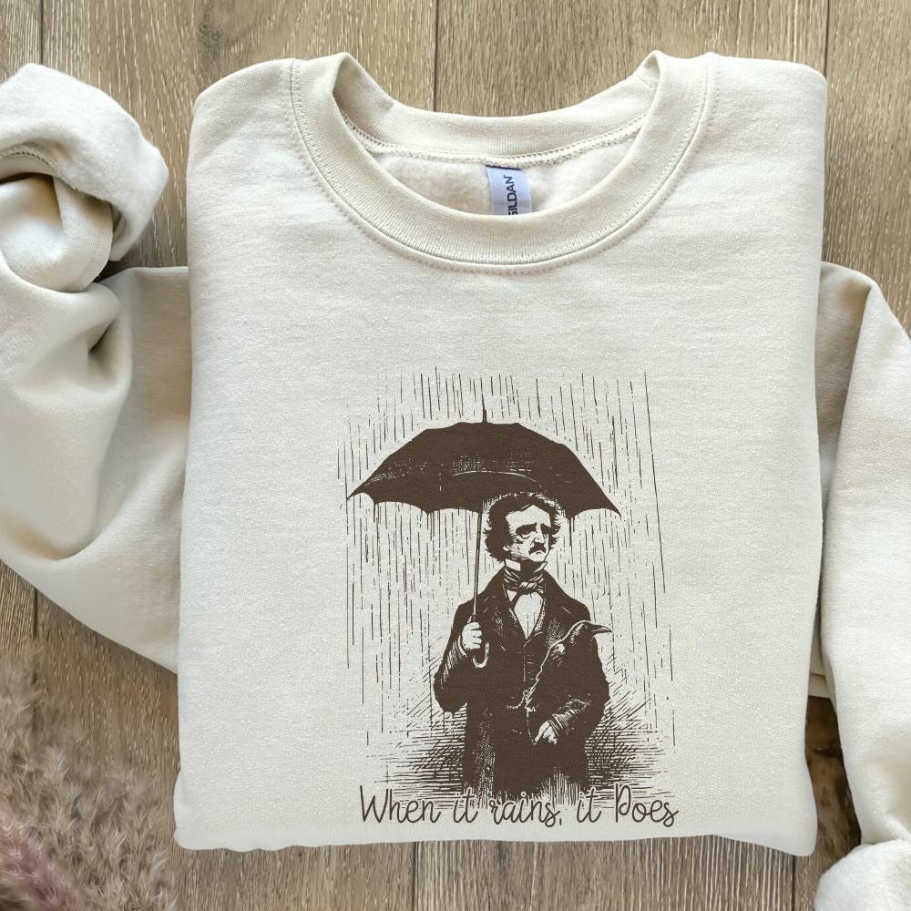 When It Rains It Poes PNG, Literature png - 300 DPI Design for T-Shirt